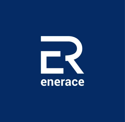 Enerace logo on a dark blue background