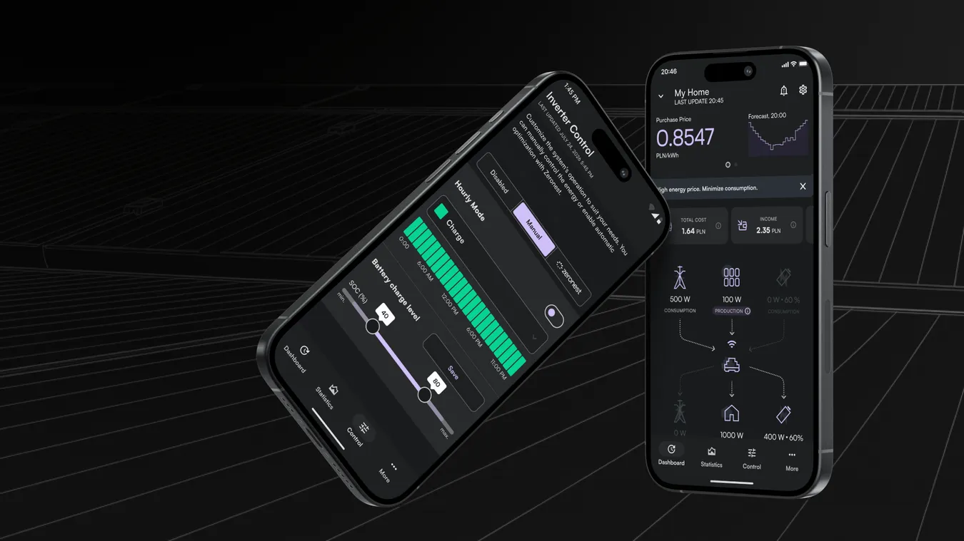 Energy mobile app UI – energy control dashboard on iPhone
