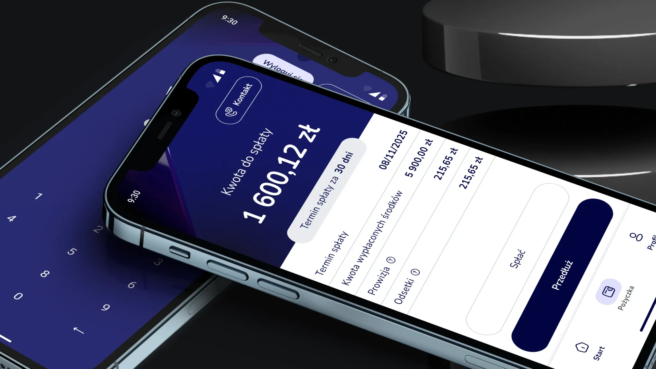 Fintech mobile app UI – loan repayment dashboard on iPhone