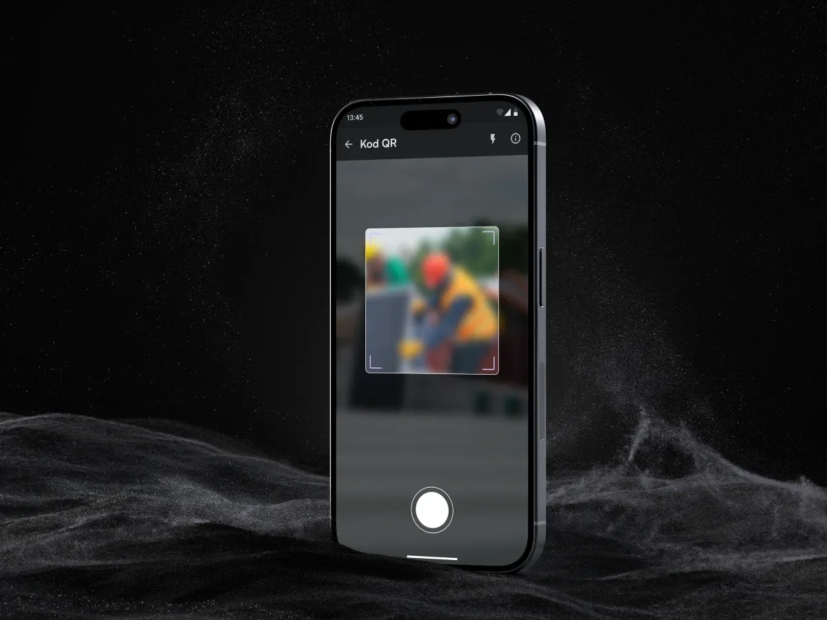 Mobile app QR code scanner screen on iPhone